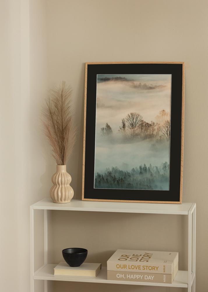 Ramă Stejar subțire 20x30 cm - Paspartu Negru 15x21 cm (A5)