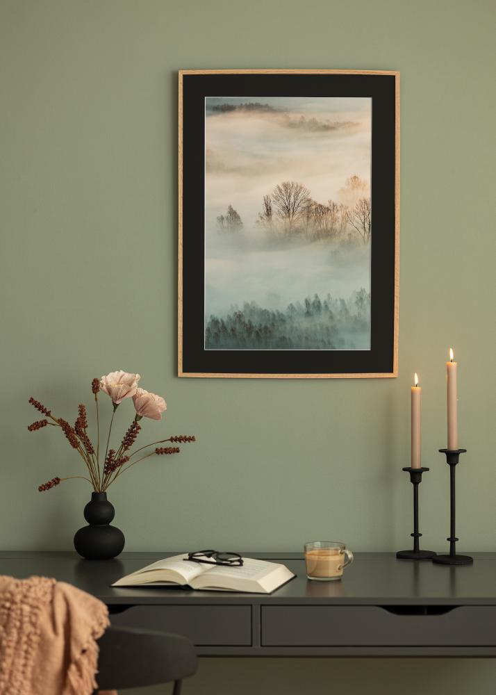 Ramă Stejar subțire 20x30 cm - Paspartu Negru 15x21 cm (A5)