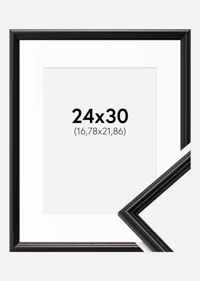 Ramă Horndal Negru 24x30 cm - Paspartu Alb 7x9 inches