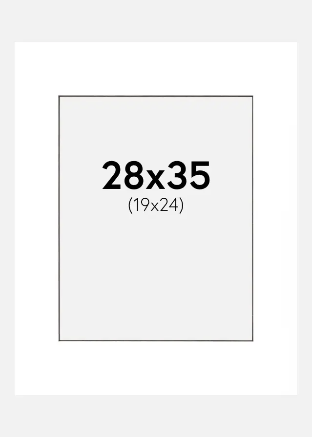 Paspartu Alb Margine neagră 28x35 cm (19x24 cm)
