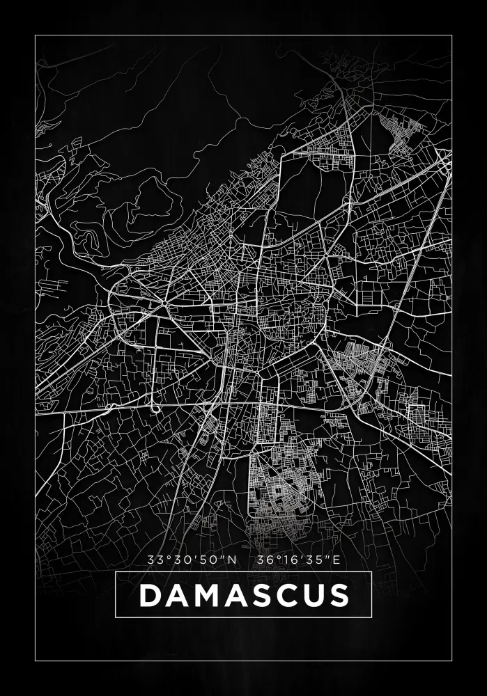 Hartă - Damascus - Negru Poster