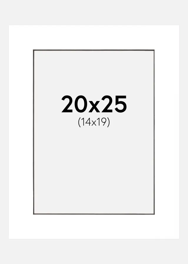 Paspartu Alb Margine neagră 20x25 cm (14x19 cm)