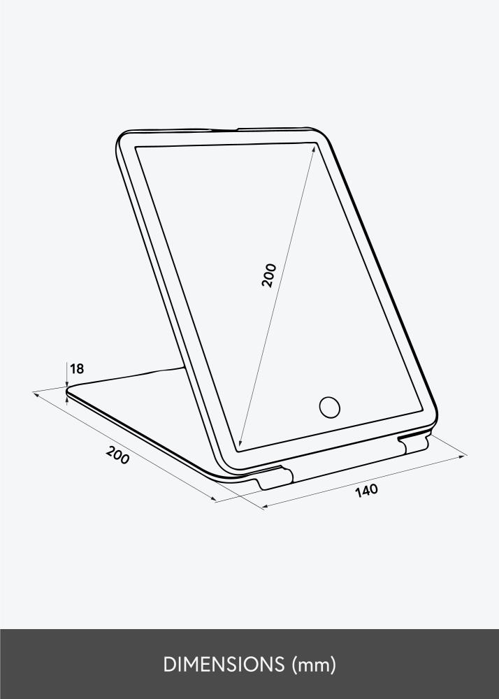 KAILA Oglindă pentru machiaj Travel LED Reîncărcabil Alb 14x20 cm