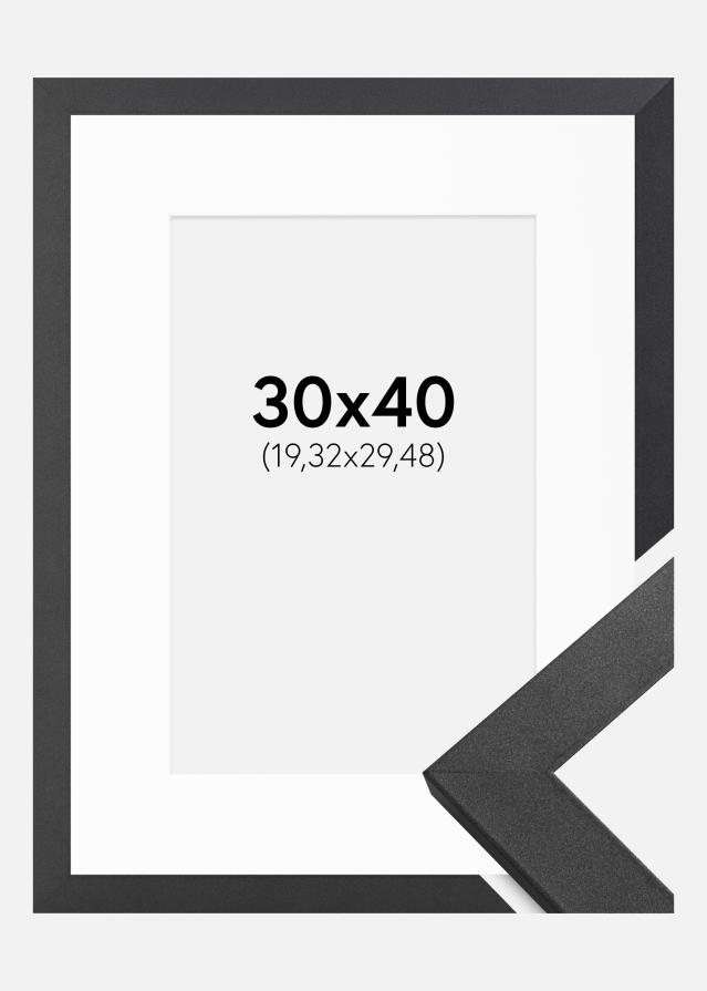 Ramă Graphite Wood 30x40 cm - Paspartu Alb 8x12 inches
