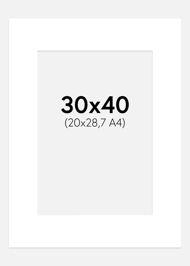 Paspartu Foarte alb Margine albă 30x40 cm (20x28,7)