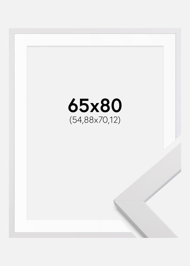 Ramă White Wood 65x80 cm - Paspartu Alb 22x28 inches