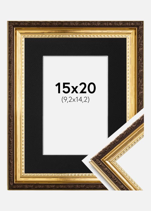 Ramă Abisko Auriu 15x20 cm - Paspartu Negru 4x6 inches