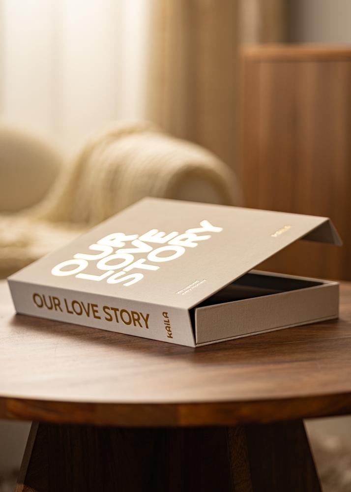 KAILA OUR LOVE STORY Creme - Coffee Table Photo Album (60 Negre Pagini)