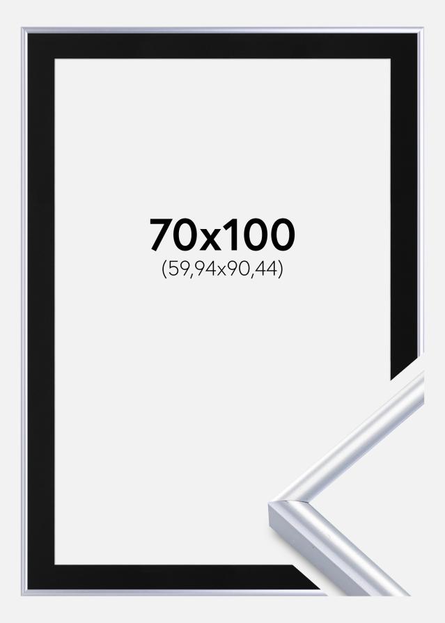 Ramă Victoria Argintiu 70x100 cm - Paspartu Negru 24x36 inches