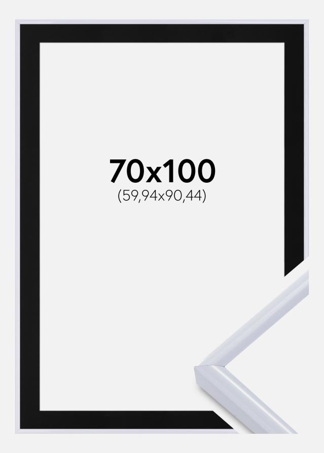 Ramă Victoria Alb 70x100 cm - Paspartu Negru 24x36 inches