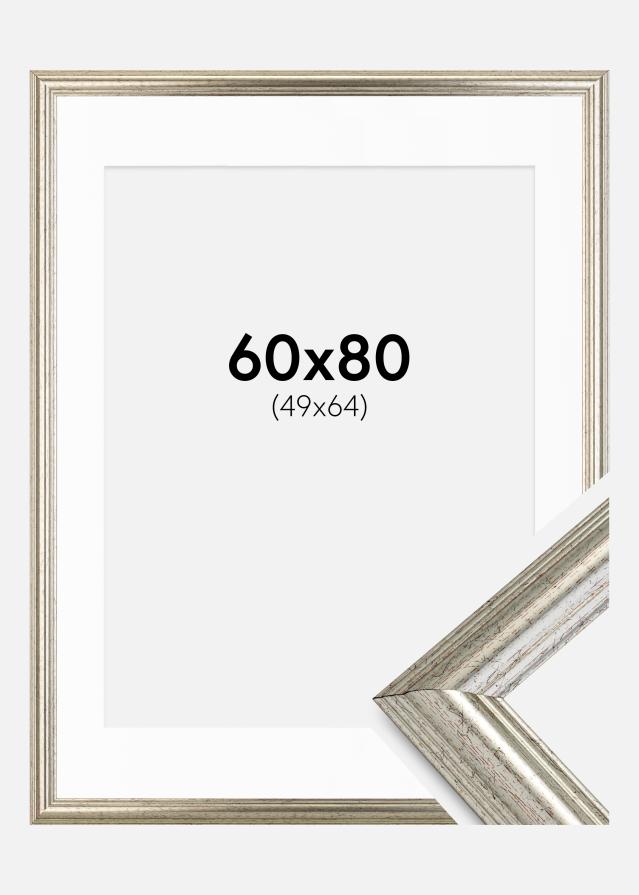 Ramă Västkusten Argintiu 60x80 cm - Paspartu Alb 50x65 cm