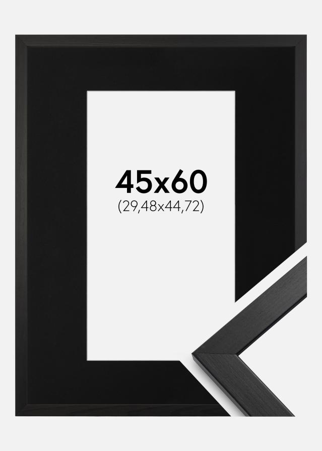 Ramă Stilată Negru 45x60 cm - Paspartu Negru 12x18 inches (30,48x45,72 cm)