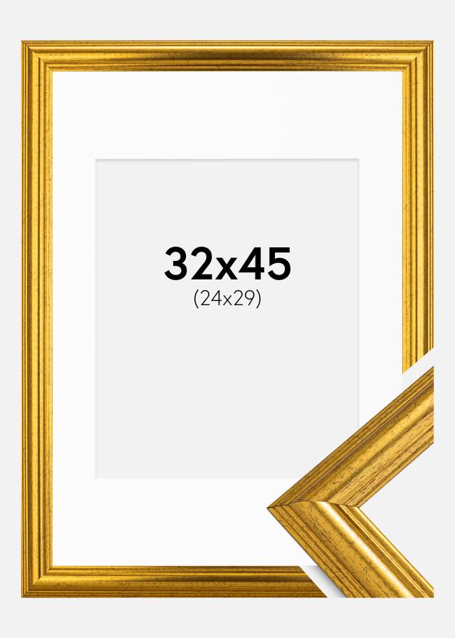 Ramă Västkusten Auriu 32x45 cm - Paspartu Alb 25x30 cm