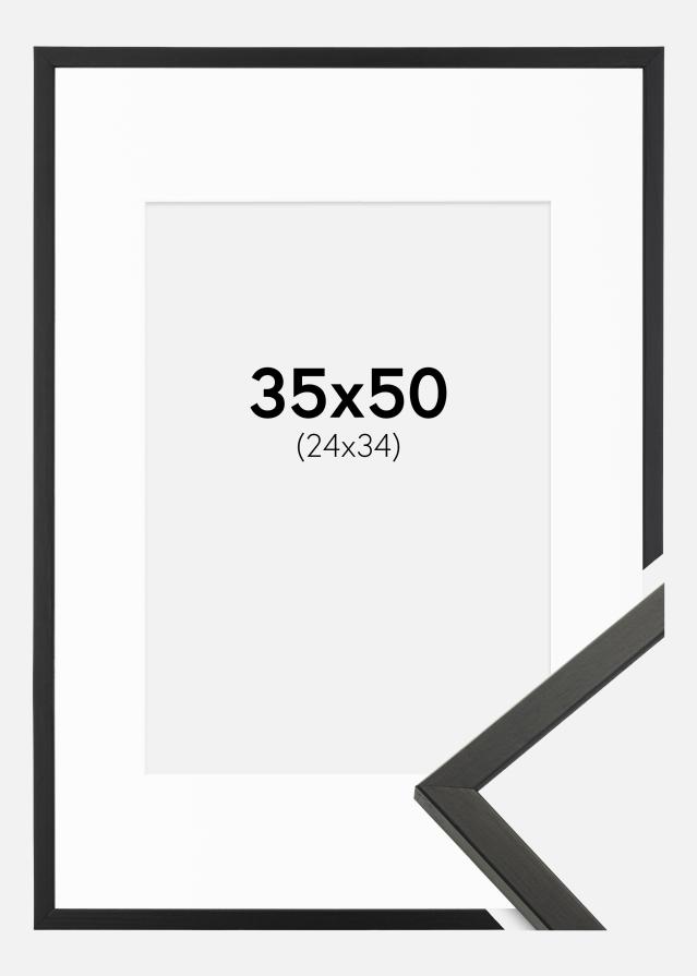 Ramă Galant Negru 35x50 cm - Paspartu Alb 25x35 cm