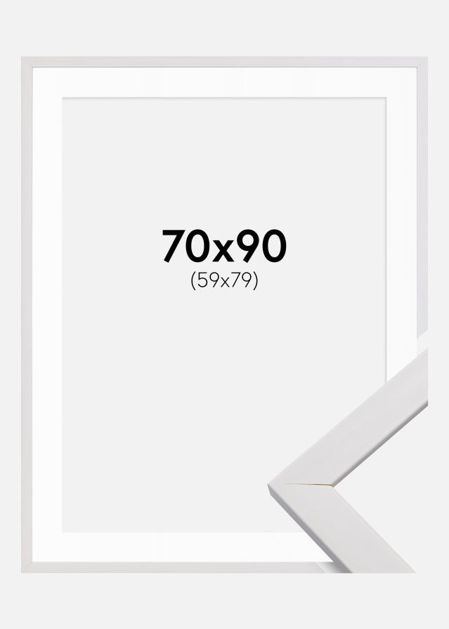 Ramă Stilată Alb 70x90 cm - Paspartu Alb 60x80 cm