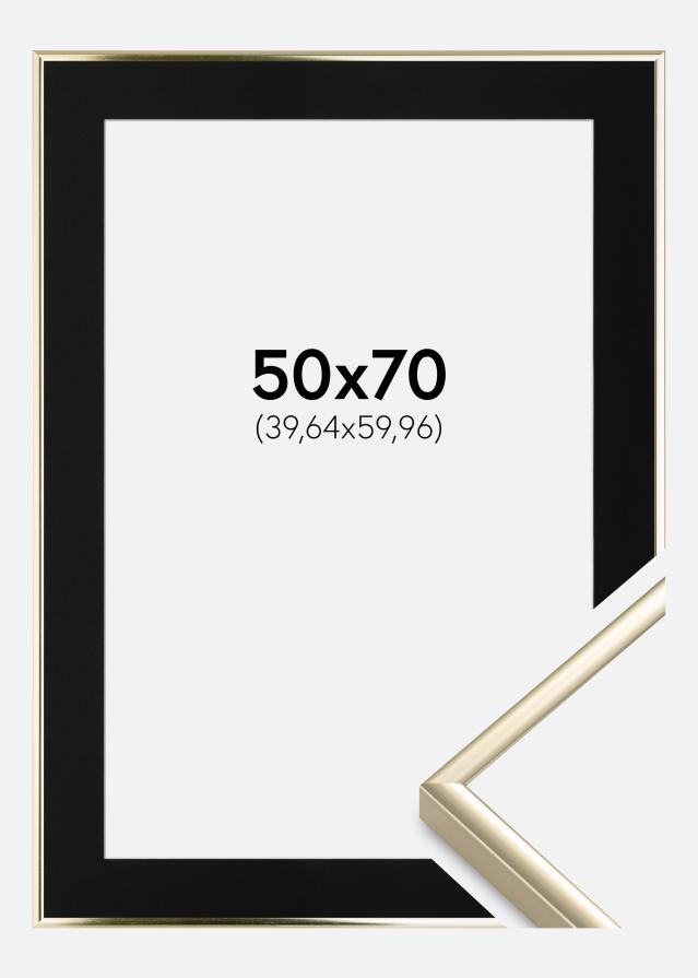 Ramă Aluminiu Auriu sidefat 50x70 cm - Paspartu Negru 16x24 inches