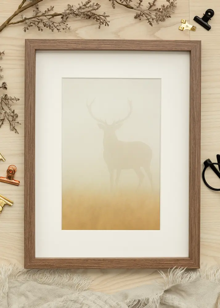 Ramă Fiorito Stejar închis 30x40 cm - Paspartu Alb 21x29,7 cm (A4)