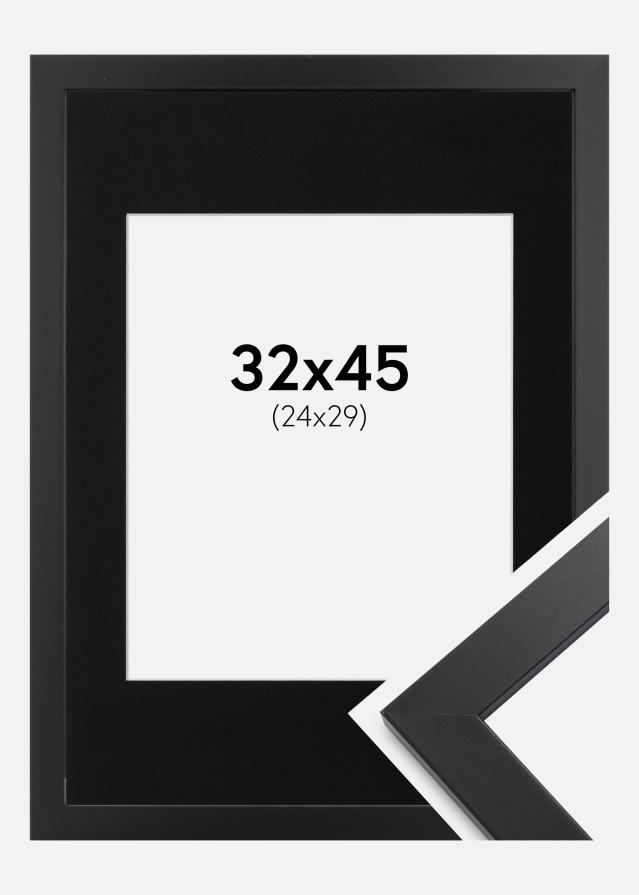 Ramă Black Wood 32x45 cm - Paspartu Negru 25x30 cm