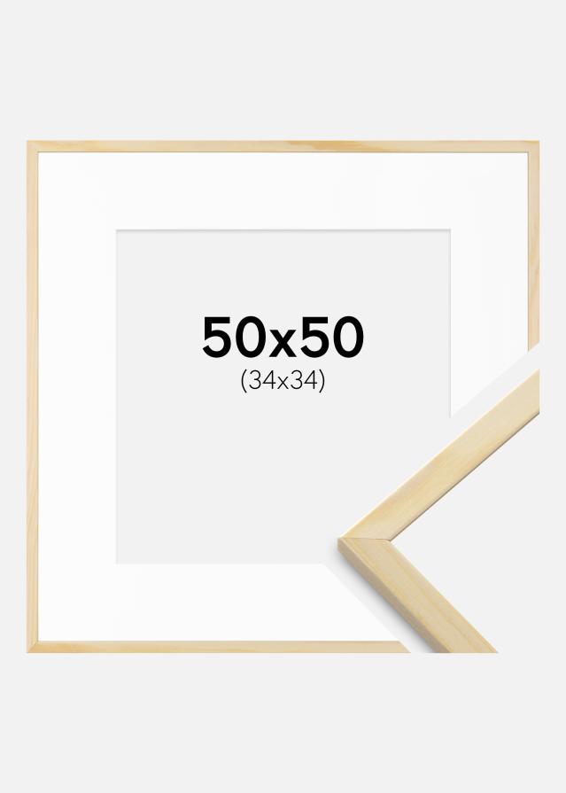 Ramă Galant Lemn de pin 50x50 cm - Paspartu Alb 35x35 cm