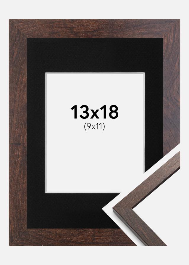 Ramă Trendy Nuc 13x18 cm - Paspartu Negru 10x12 cm