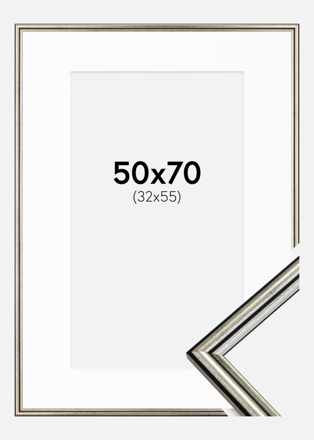 Ramă Horndal Argintiu 50x70 cm - Paspartu Alb 33x56 cm