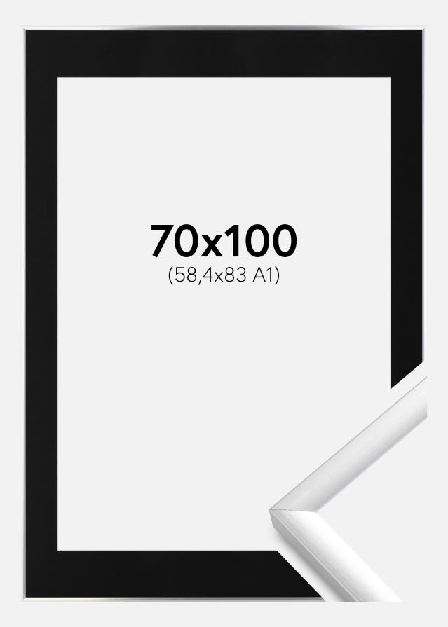 Ramă New Lifestyle Argintiu 70x100 cm - Paspartu Negru 59,4x84 cm (A1)