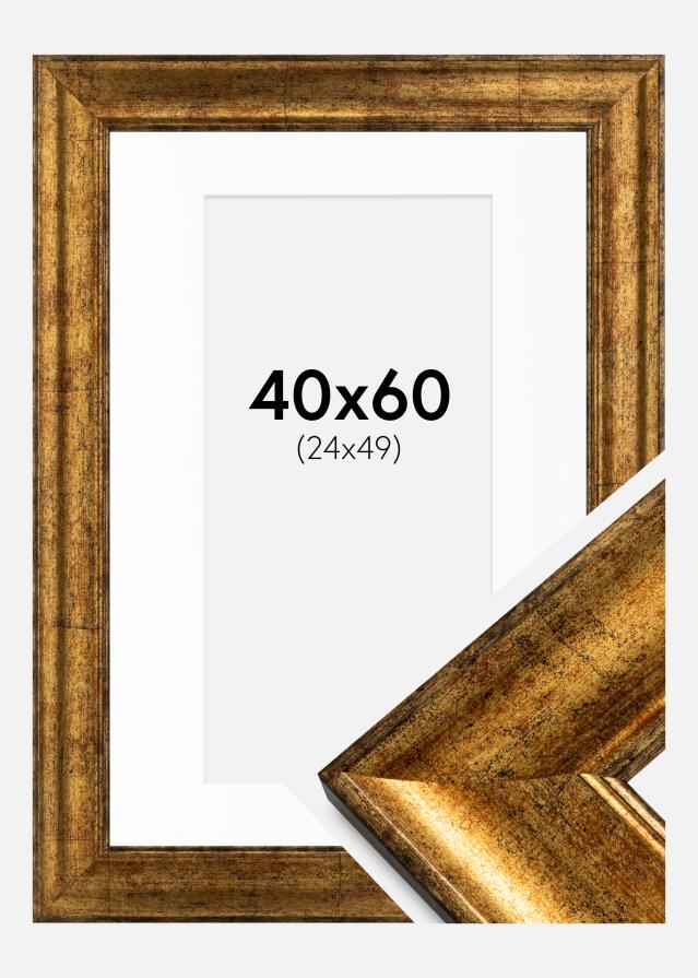 Ramă Saltsjöbaden Auriu 40x60 cm - Paspartu Alb 25x50 cm