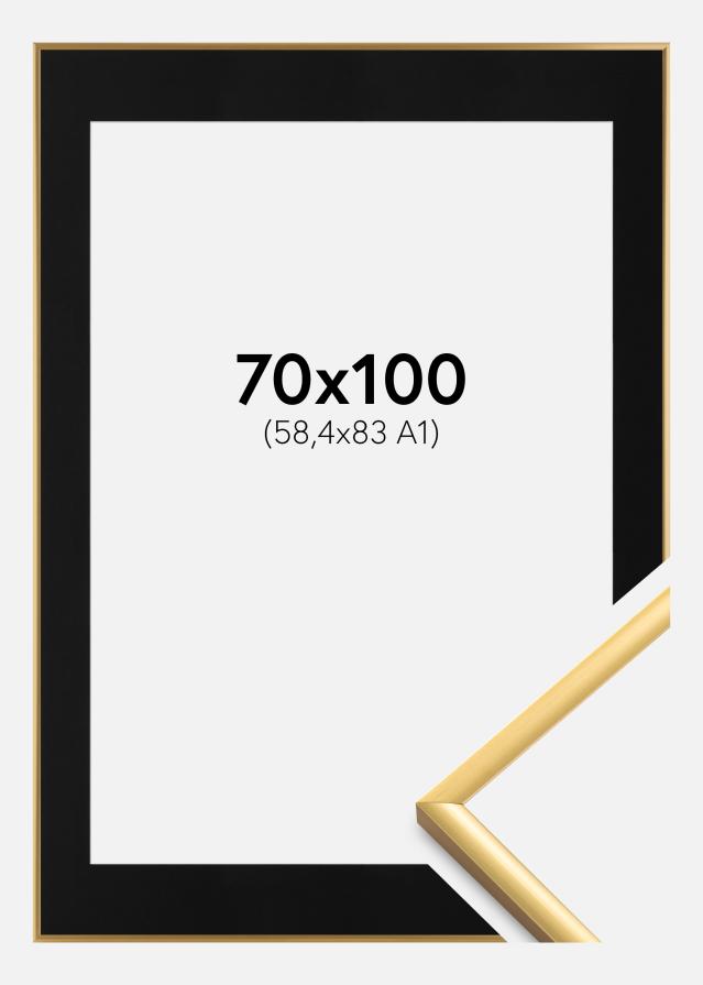 Ramă New Lifestyle Shiny Gold 70x100 cm - Paspartu Negru 59,4x84 cm (A1)