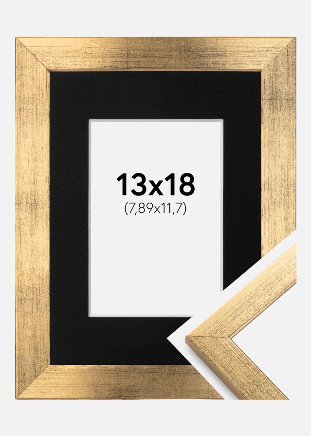 Ramă Stilată Auriu 13x18 cm - Paspartu Negru 3,5x5 inches