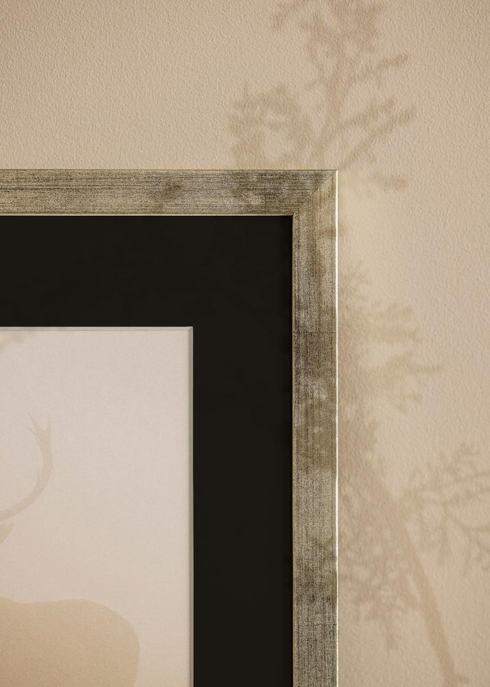 Ramă Stilată Argintiu 18x24 cm - Paspartu Negru 13x18 cm