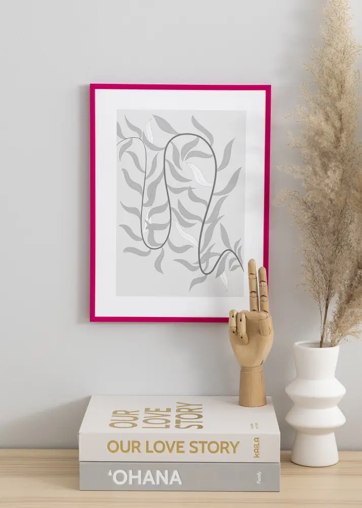 Ramă New Lifestyle Roz închis 70x100 cm - Paspartu Alb 62x93 cm