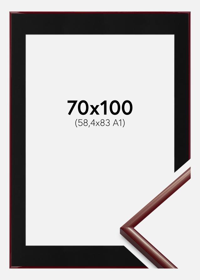 Ramă New Lifestyle Roșu închis 70x100 cm - Paspartu Negru 59,4x84 cm (A1)