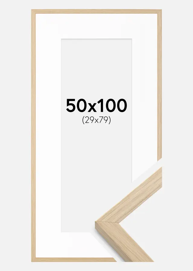 Ramă Grimsåker Stejar 50x100 cm - Paspartu Alb 30x80 cm