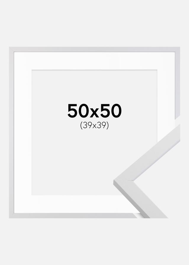 Ramă Trendy Alb 50x50 cm - Paspartu Alb 40x40 cm
