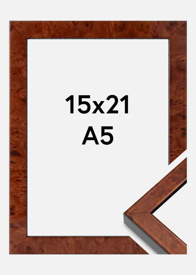 Ramă Hermes Sticlă acrilică Burr Walnut 15x21 cm (A5)