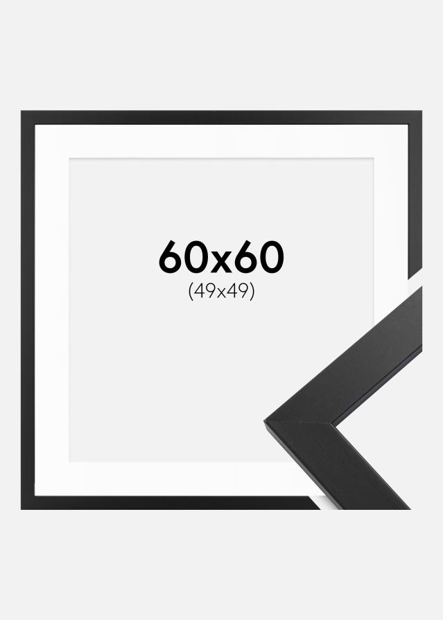 Ramă Black Wood 60x60 cm - Paspartu Alb 50x50 cm