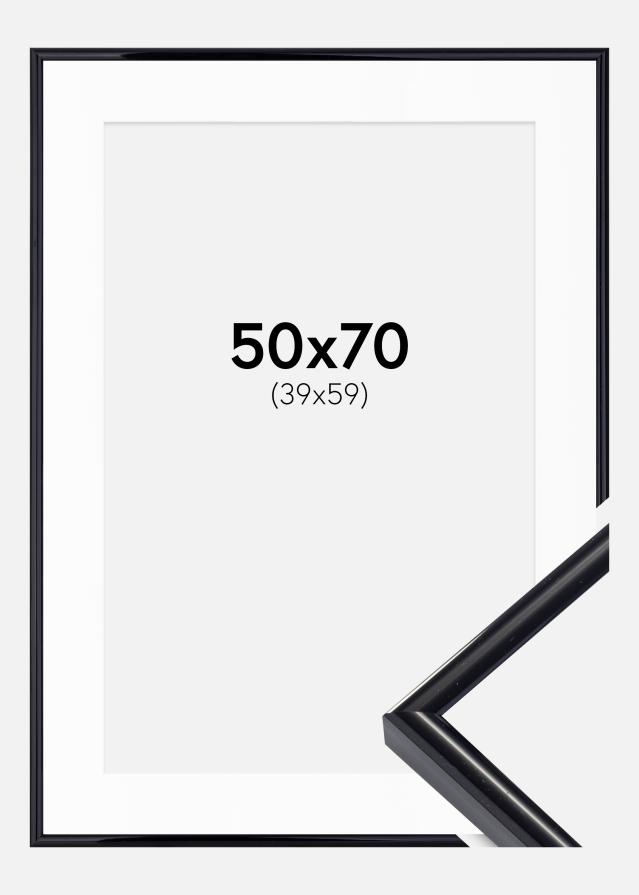 Ramă Victoria Negru 50x70 cm - Paspartu Alb 40x60 cm