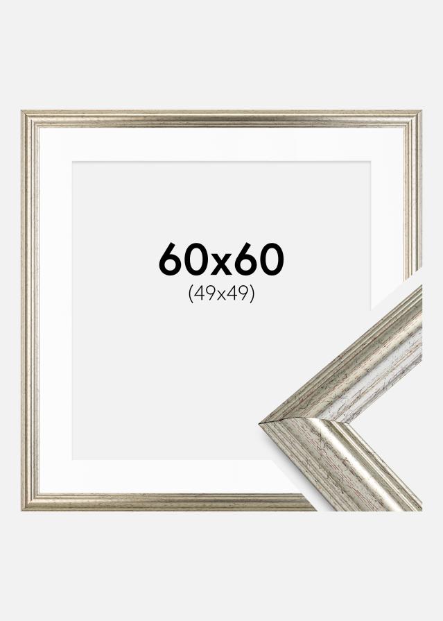 Ramă Västkusten Argintiu 60x60 cm - Paspartu Alb 50x50 cm