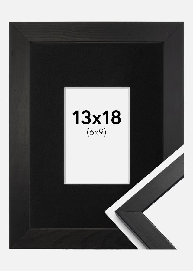 Ramă Stilată Negru 13x18 cm - Paspartu Negru 7x10 cm