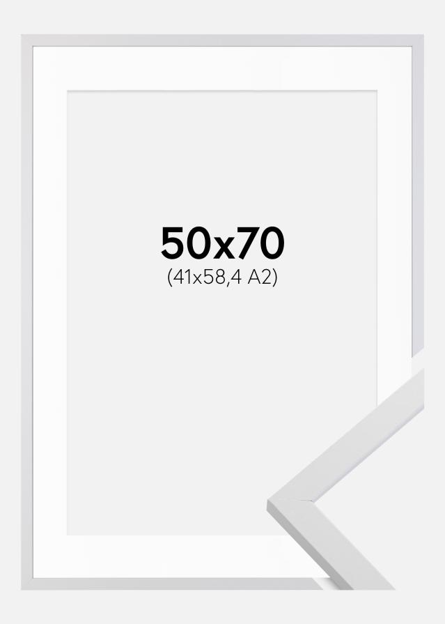 Ramă Trendy Alb 50x70 cm - Paspartu Alb 42x59,4 cm (A2)