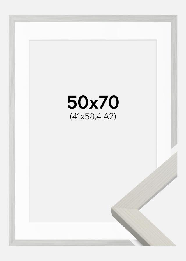 Ramă Fiorito Alb 50x70 cm - Paspartu Alb 42x59,4 cm (A2)