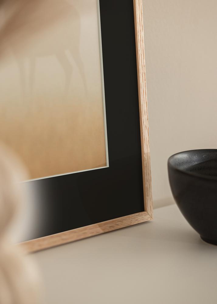 Ramă Stejar subțire 20x30 cm - Paspartu Negru 15x21 cm (A5)