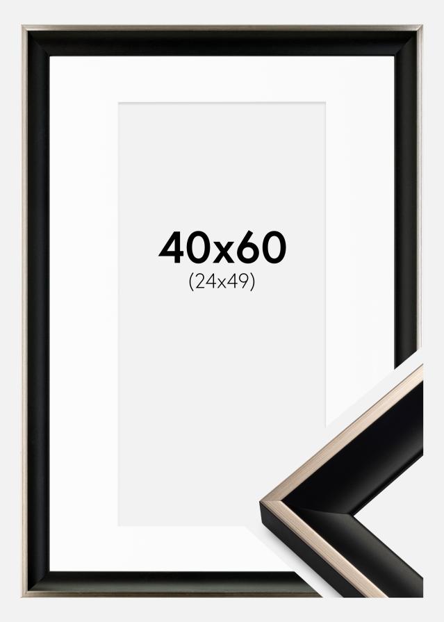 Ramă Öjaren Negru-Argintiu 40x60 cm - Paspartu Alb 25x50 cm