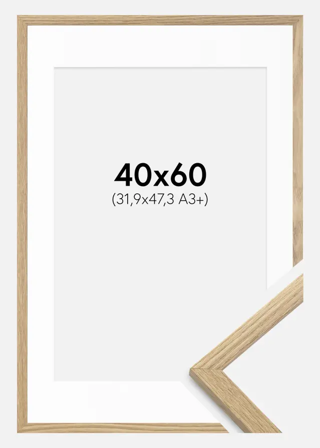 Ramă Trendy Stejar 40x60 cm - Paspartu Alb 32,9x48,3 cm (A3+)
