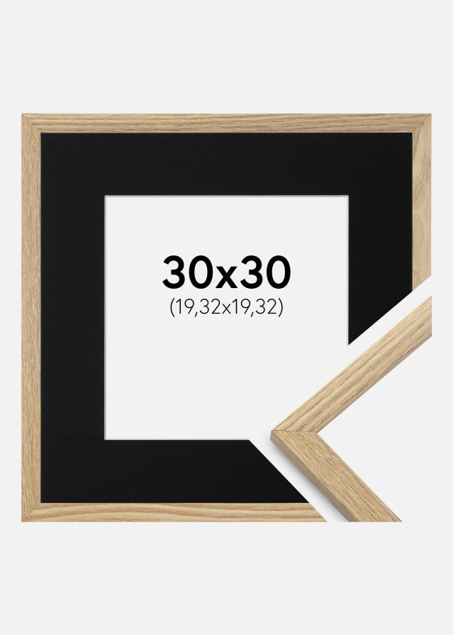 Ramă Trendy Stejar 30x30 cm - Paspartu Negru 8x8 inches