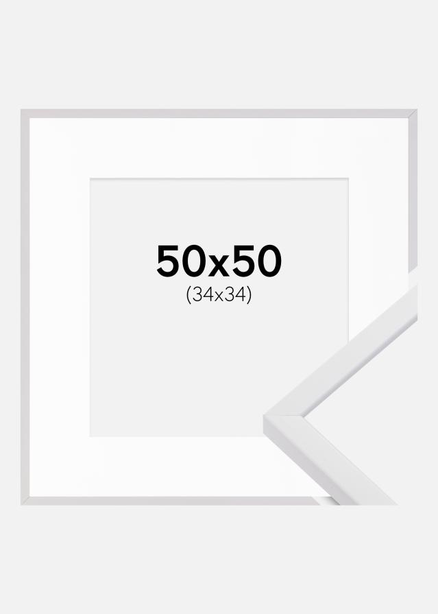 Ramă E-Line Alb 50x50 cm - Paspartu Alb 35x35 cm