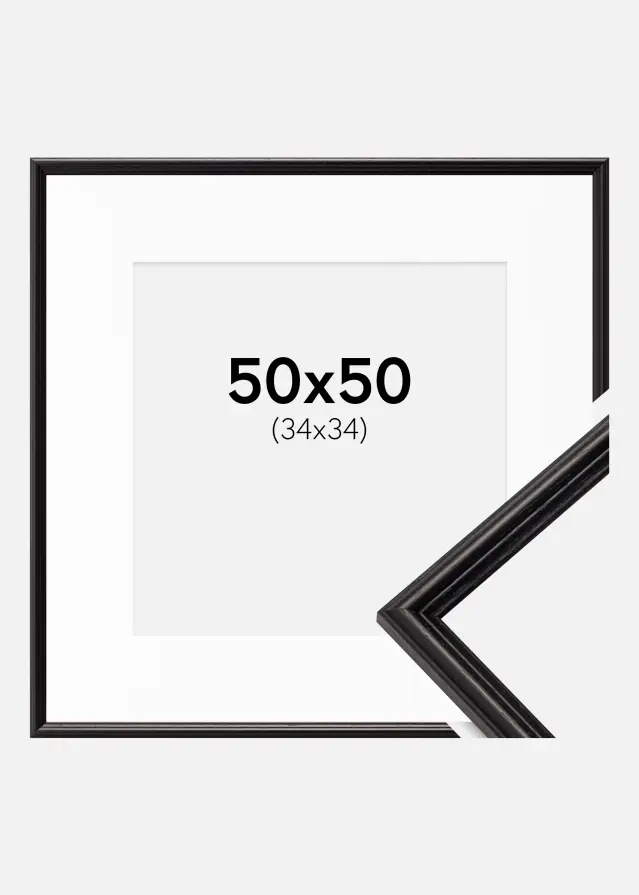 Ramă Horndal Negru 50x50 cm - Paspartu Alb 35x35 cm