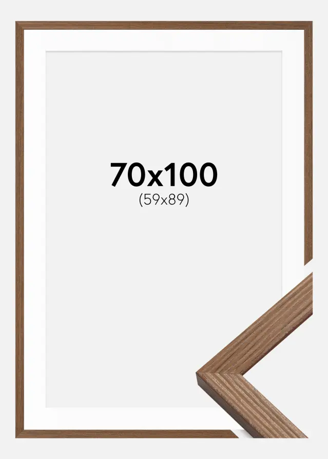 Ramă Fiorito Stejar închis 70x100 cm - Paspartu Alb 60x90 cm