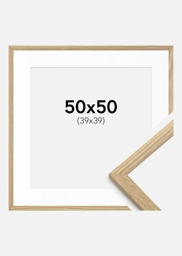 Ramă Trendy Stejar 50x50 cm - Paspartu Alb 40x40 cm