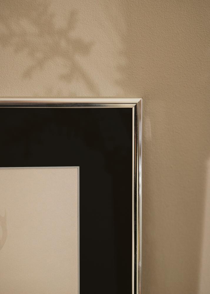 Ramă Aluminiu Argintiu sidefat 70x100 cm - Paspartu Negru 62x85 cm